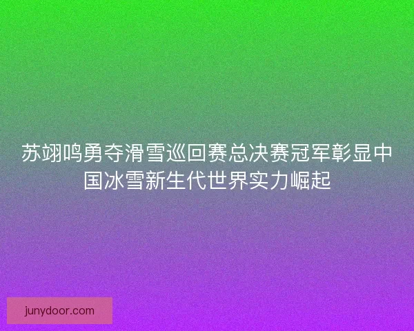 苏翊鸣勇夺滑雪巡回赛总决赛冠军彰显中国冰雪新生代世界实力崛起 苏翊鸣勇夺滑雪巡回赛总决赛冠军彰显中国冰雪新生代世界实力崛起